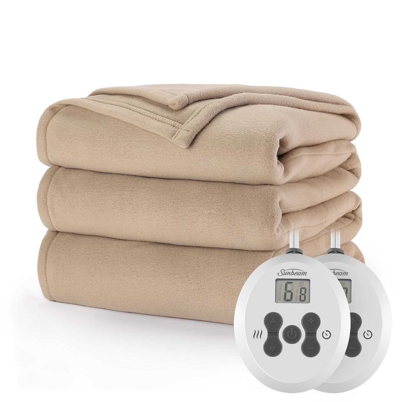 Sunbeam Royal Ultra Fleece Heated Electric Blanket King Size, 12-Hour Selectable Auto Shut-Off, Fast Heating, Mushroom